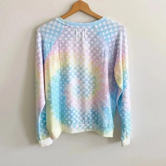 Anthro SOL Angeles heart print tie dye knit cozy soft pullover sweatshirt - Picture 5 of 7